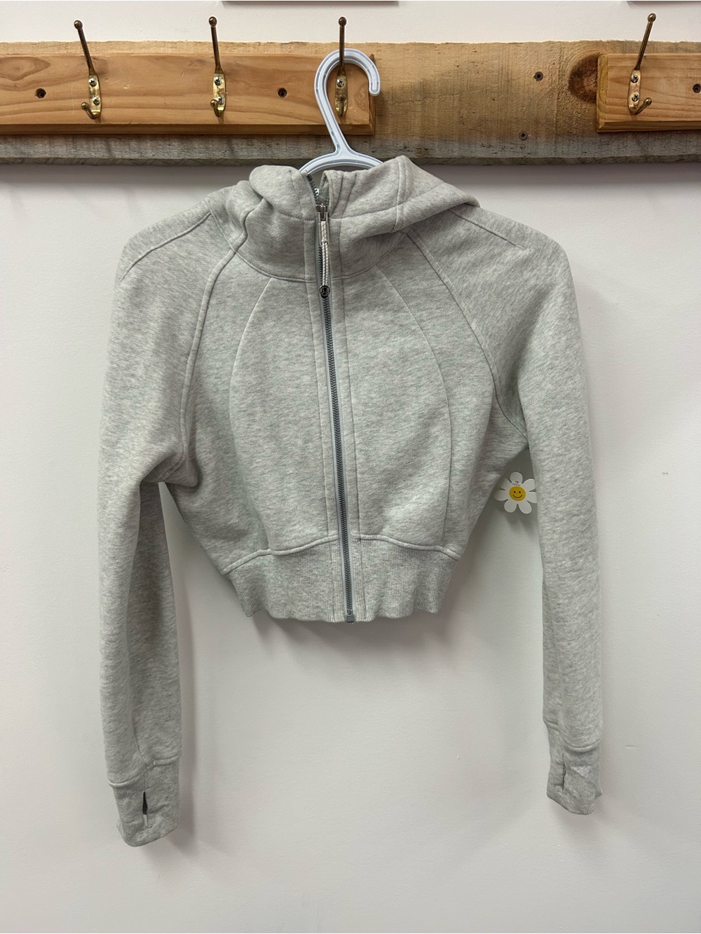 Lulu🍋 Light Gray Cropped Zip Hoodie Jacket - Women